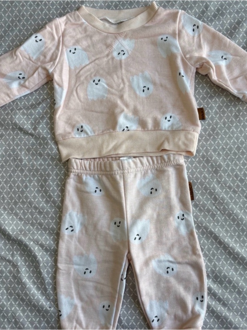 Kids Pink Ghost Print Pajama Set - 3-6 Months